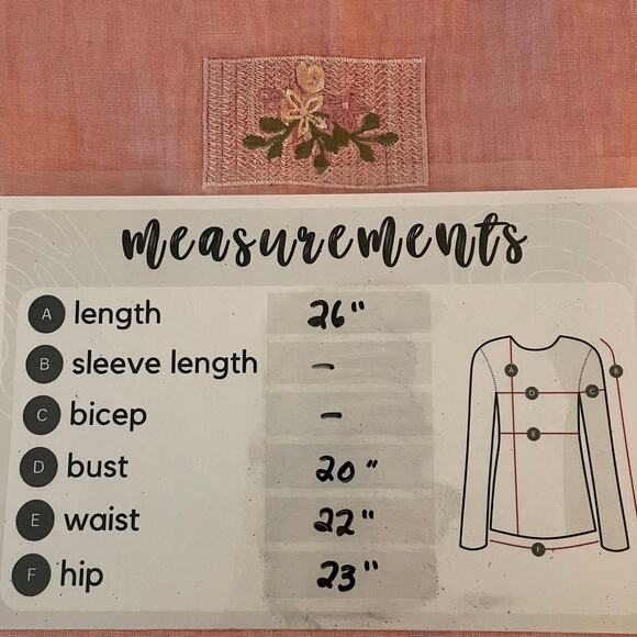 Linen Hemp Sleeveless Top Pink Embroidery Cottagecore Artsy Japanese M/L - Picture 14 of 14